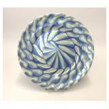 VTG BLUE WHITE SWIRL MILK GLASS PLATE PLATTER