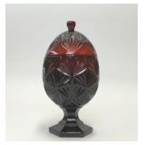 VTG LUMINARC RUBY RED EGG SHAPED GLASS CANDY DISH