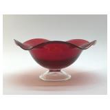 MID-CENTURY MODERN RUBY RUFFLED COMPOTE