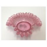 FENTON ART GLASS CRANBERRY HOBNAIL BON BON DISH