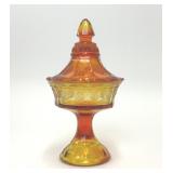 VTG INDIANA GLASS ORANGE STRAWBERRY CANDY DISH