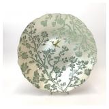 LARGE FLORAL HUMMINGBIRD GLASS BOWL