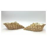 2 VTG CERAMIC CONCH SHELL PLANTER CACHEPOTS