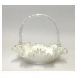 VTG FENTON SILVER CREST MILK GLASS BRIDES BASKET