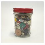 ASSORTED BUTTONS IN BALL GLASS JAR