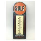 GULF GASOLINE METAL ADVERTISING THERMOMETER