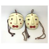 2 WOODEN KOREAN GAKSI SPIRIT MASKS WALL DECOR