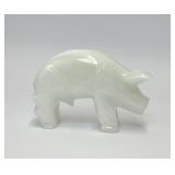 HANDCARVED WHITE ONYX PIG HOG FIGURINE