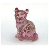 FENTON HAND PAINTED PINK CAT E. LOWE