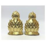 PAIR GATCO SOLID BRASS PINEAPPLE BOOKENDS