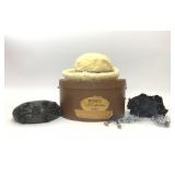 ASSORTED VTG HATS VEIL AND HAT BOX