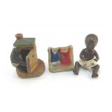 BLACK AMERICANA BISQUE FIGURINES, PLASTIC DOLL
