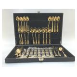 GOLD PLATED FLATWARE SET 32 PIECES
