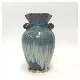 BILL CAMPBELL DRIP GLAZE ART POTTERY VASE HANDLED