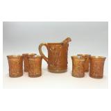 IMPERIAL MARIGOLD CARNIVAL GLASS PITCHER TUMBLERS