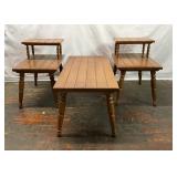 MID CENTURY COFFEE TABLE, END TABLES