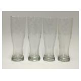 4 DISNEY MICKEY MOUSE ETCHED PILSNER BEER GLASSES