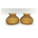2 VTG AMBER GLASS LAMPSHADES