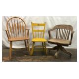 3 ANTIQUE WOOD CHAIRS