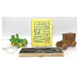 VTG WOODEN CHILDRENS TOYS GAME BOOK DOMINOS