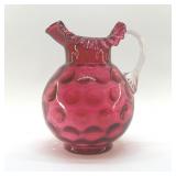 STUNNING FENTON CRANBERRY COIN DOT PITCHER