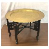 Vintage Moroccan etched brass round table