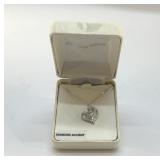 STERLING HEART NECKLACE DIAMOND ACCENTS