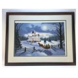 FRAMED LITHOGRAPH, WM PERRY, ï¿½ï¿½ONE HORSE SLEIGHï¿½ï¿½