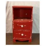 27 x 14 x 12" red painted wood nightstand