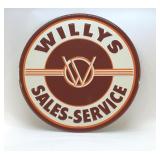 Green Back WILLYS SALES-SERVICE METAL SIGN