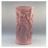 PINK PLASTERWARE GREEK FIGURE VASE 11"