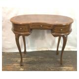 Kidney shaped Burl wood, compact desk/vanity