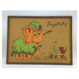 CUTE ELEPHANT BURLAP WALL ART