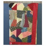 ANTIQUE HAND TIED CRAZY QUILT