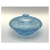 1970S ROSES IN HEARTS, ICE BLUE CANDY DISH