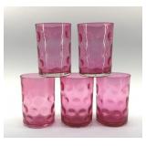 5 FENTON CRANBERRY COIN DOT TUMBLERS