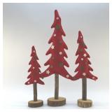 VTG FELT BUTTON CHRISTMAS TREE TRIO