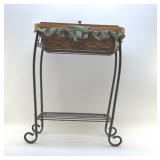 CUTE COUNTRY BASKET ON METAL STAND