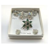 AUSTRIAN CRYSTAL EARRINGS AND STAR BROOCH