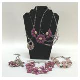 6 PINK COSTUME, JEWELRY NECKLACES