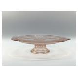 1930S INDIANA GLASS, PINK RECOLLECTION CAKE STAND