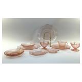 14 Pcs 1930ï¿½s PINK DEPRESSION GLASS