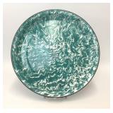 VTG TEAL GREEN SPLATTER ENAMELWARE PLATTER