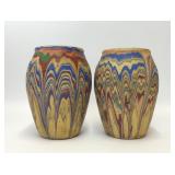 PAIR 1930s OZARK ROADSIDE TOURIST POTTERY VASES