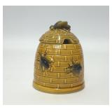 1960s CERAMIC HONEYBEE BEEHIVE HONEY POT