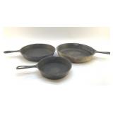 3 VTG CAST IRON SKILLETS