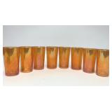 SET OF 8 JEANETTE MARIGOLD CARNIVAL GLASS TUMBLERS