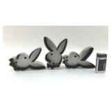 3 PLAYBOY BUNNY ASHTRAYS, PLAYBOY TORCH LIGHTER