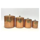 VTG COPPER AND BRASS CANISTER SET OF 4