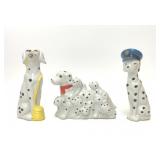 3 VTG PORCELAIN DALMATIAN FIGURINES